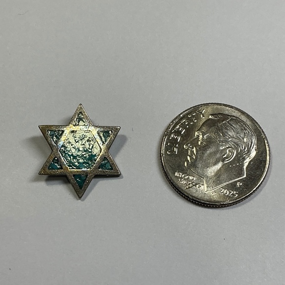 Sterling Silver Star of David ✡️ Pendant W/ crushed Turquoise - Picture 2 of 5